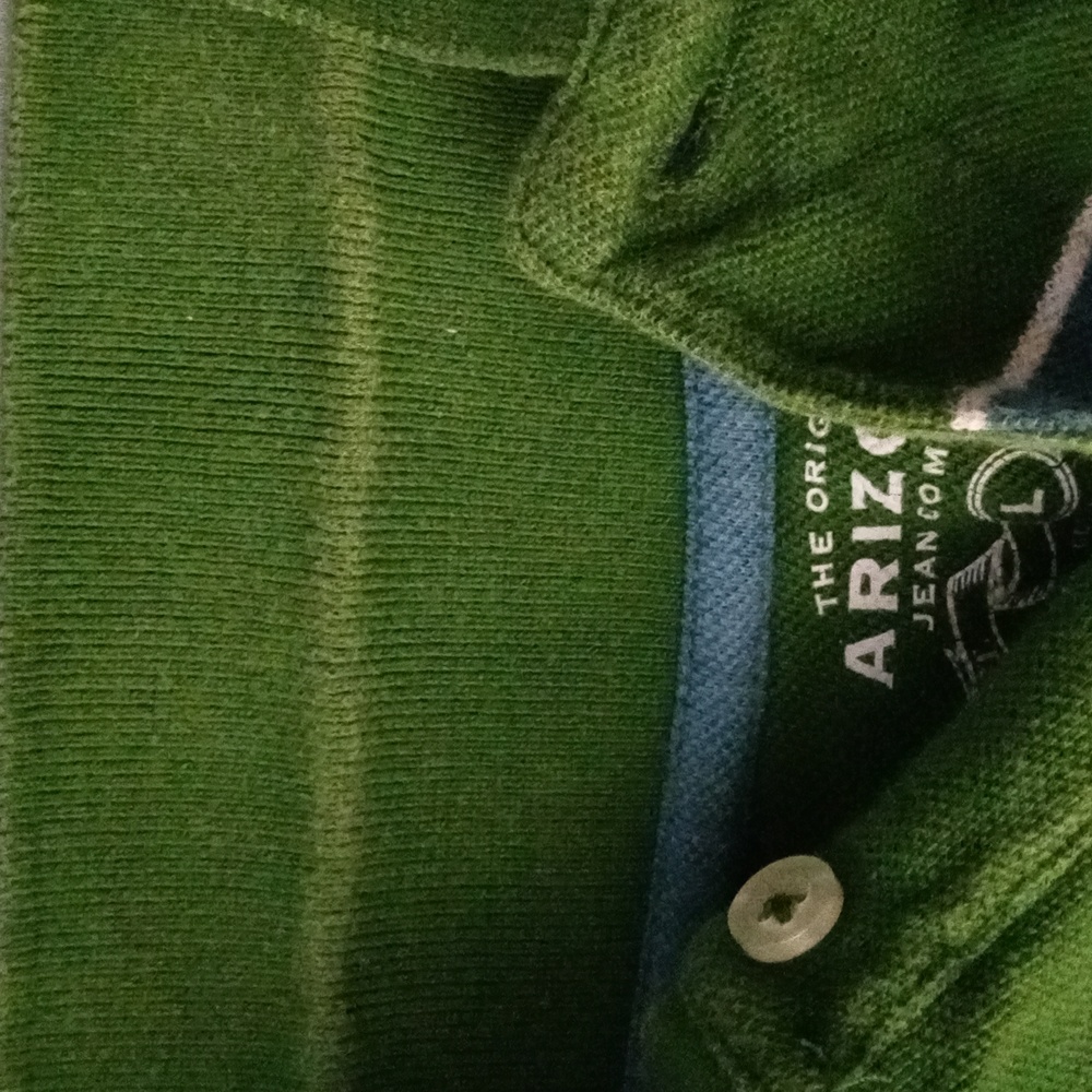 Arizona Youth Striped Short Sleeve Polo Shirt. Size L /G (14-16). Blue, Green - Picture 13 of 13